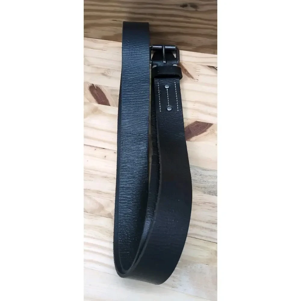 Lands End Black Leather Belt Mens Sz 48 1-3/8”Wide